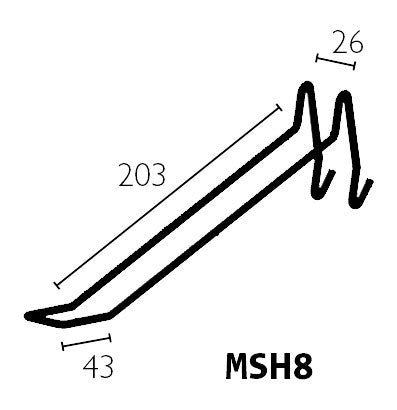 Euro Hooks, 8 inch Euro hooks for mesh display stands-MSH8I